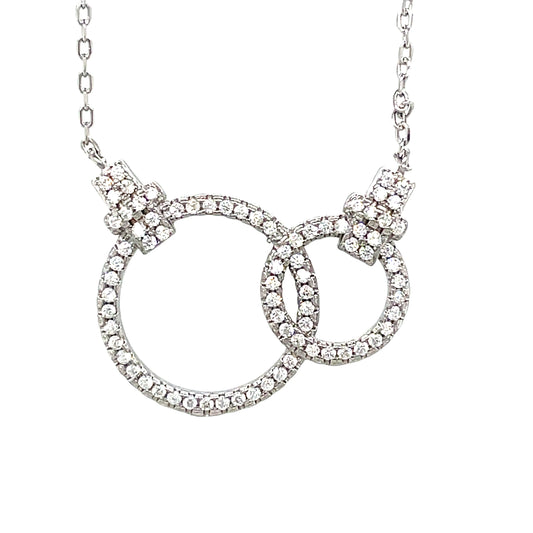 Sterling Silver Cubic ZirconiaDouble Open Circle Necklet