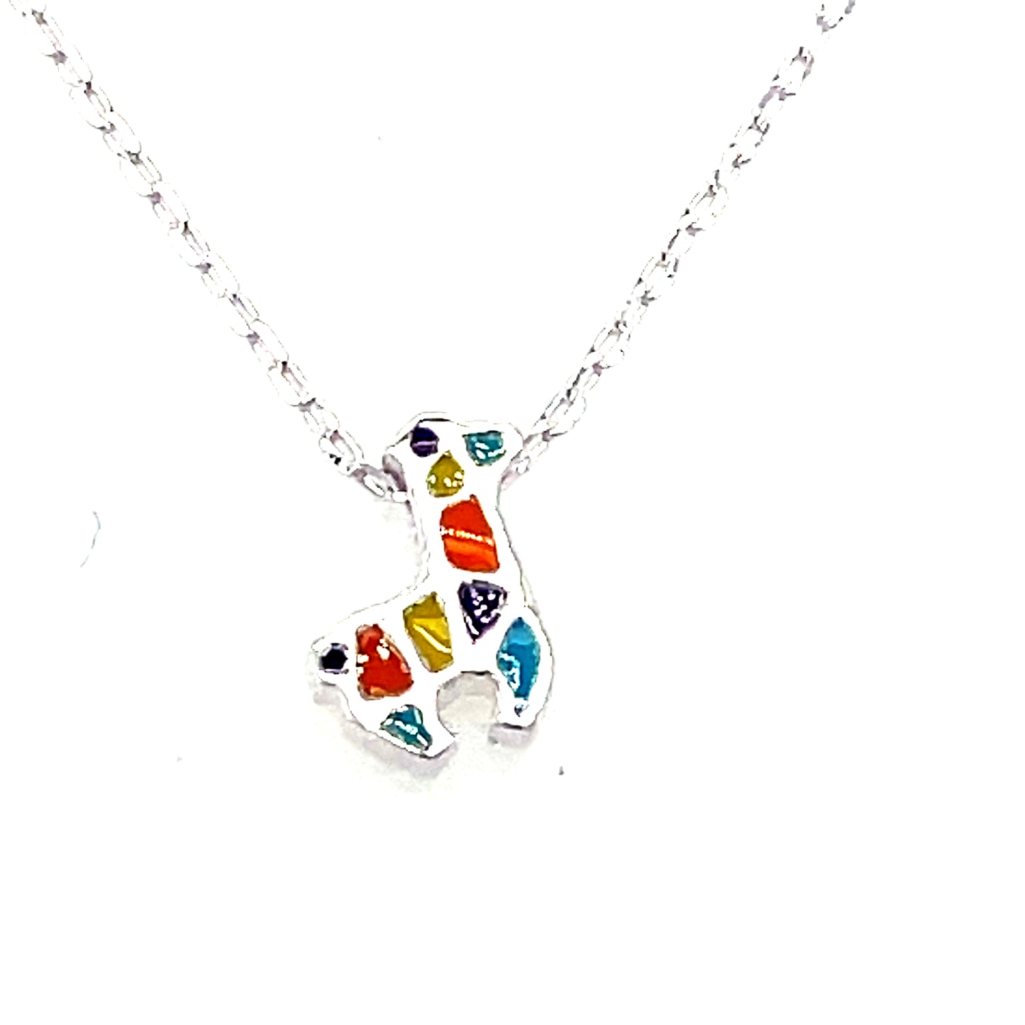 Sterling Silver Multicoloured Enamel Llama Necklet