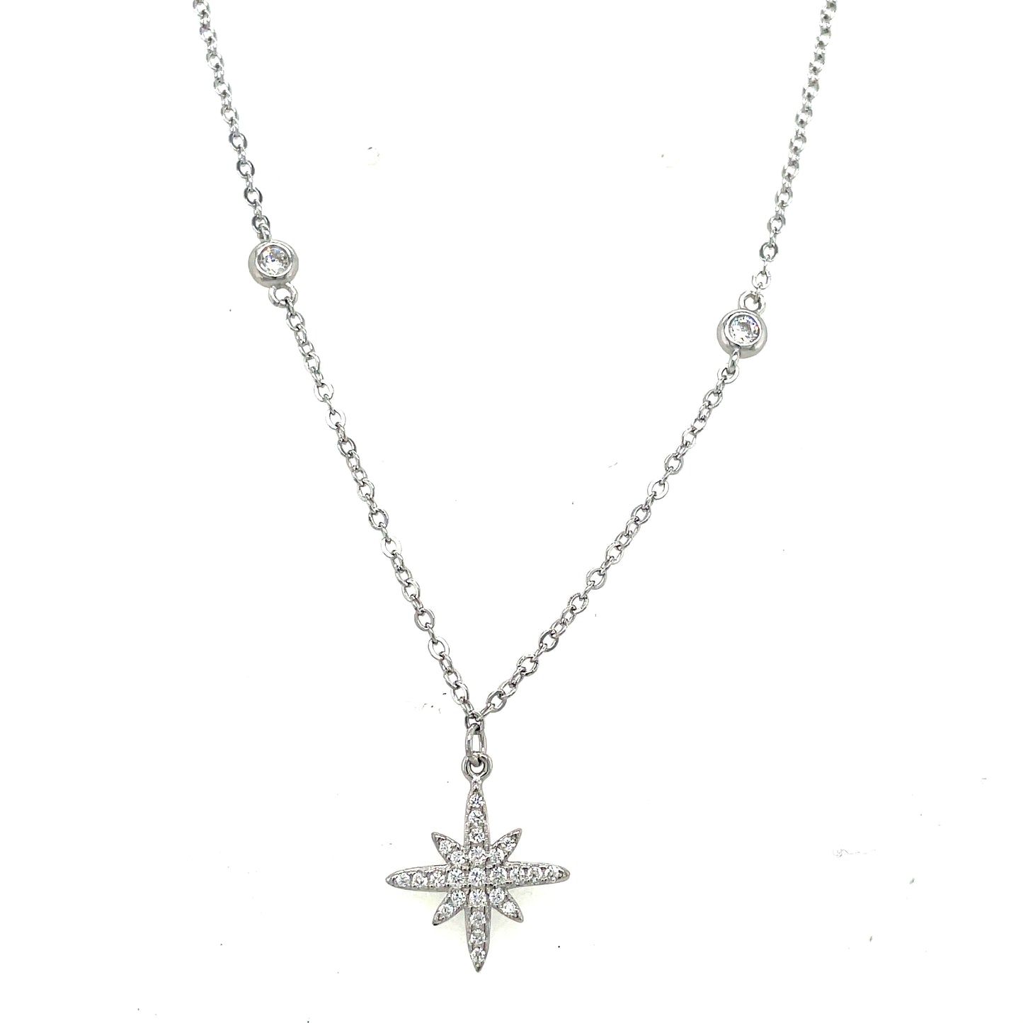 Sterling Silver Cubic Zirconia North Star Scatter Necklet