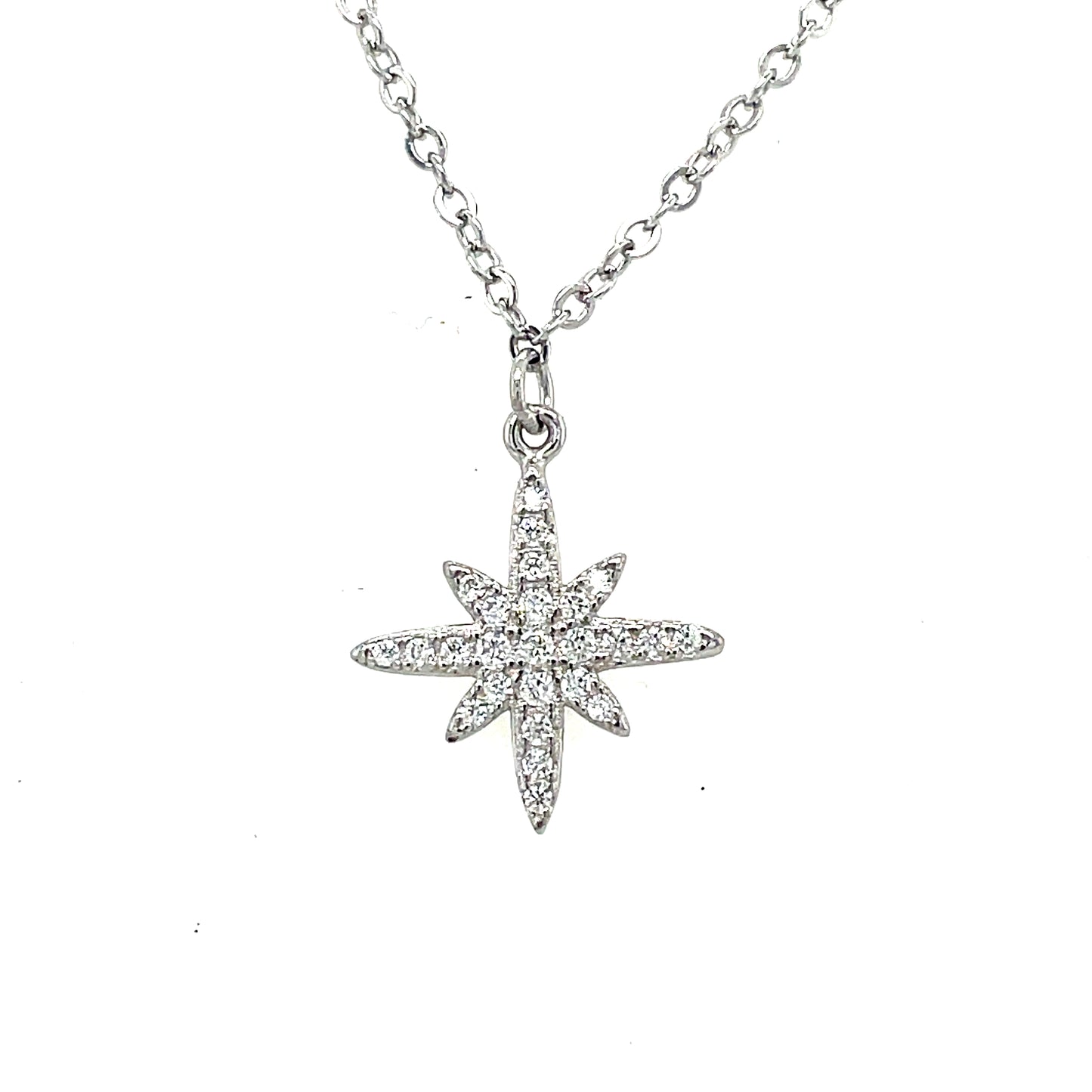 Sterling Silver Cubic Zirconia North Star Scatter Necklet