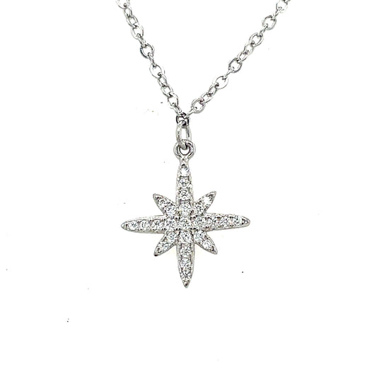 Sterling Silver Cubic Zirconia North Star Scatter Necklet