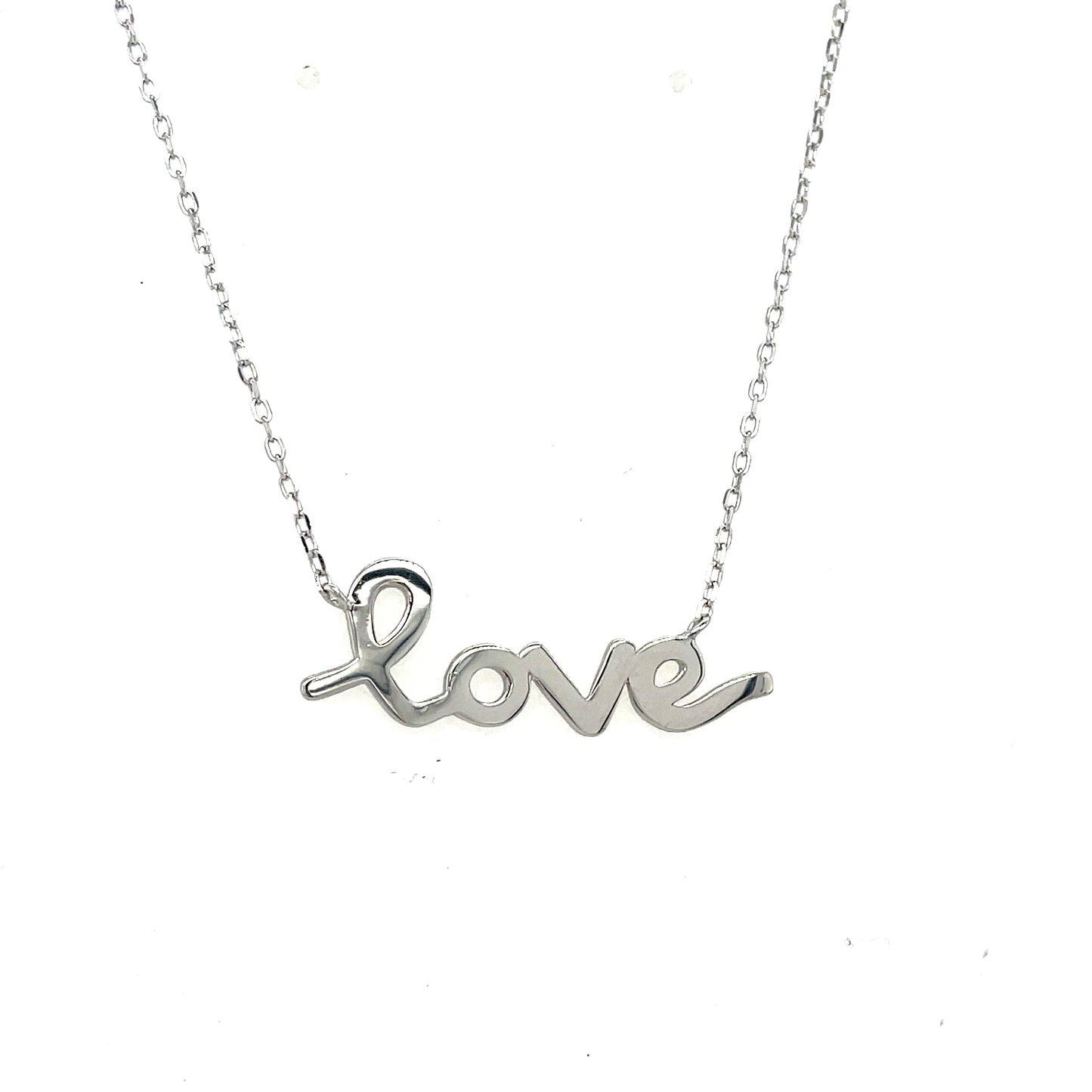 Sterling Silver Polished 'Love' Necklet