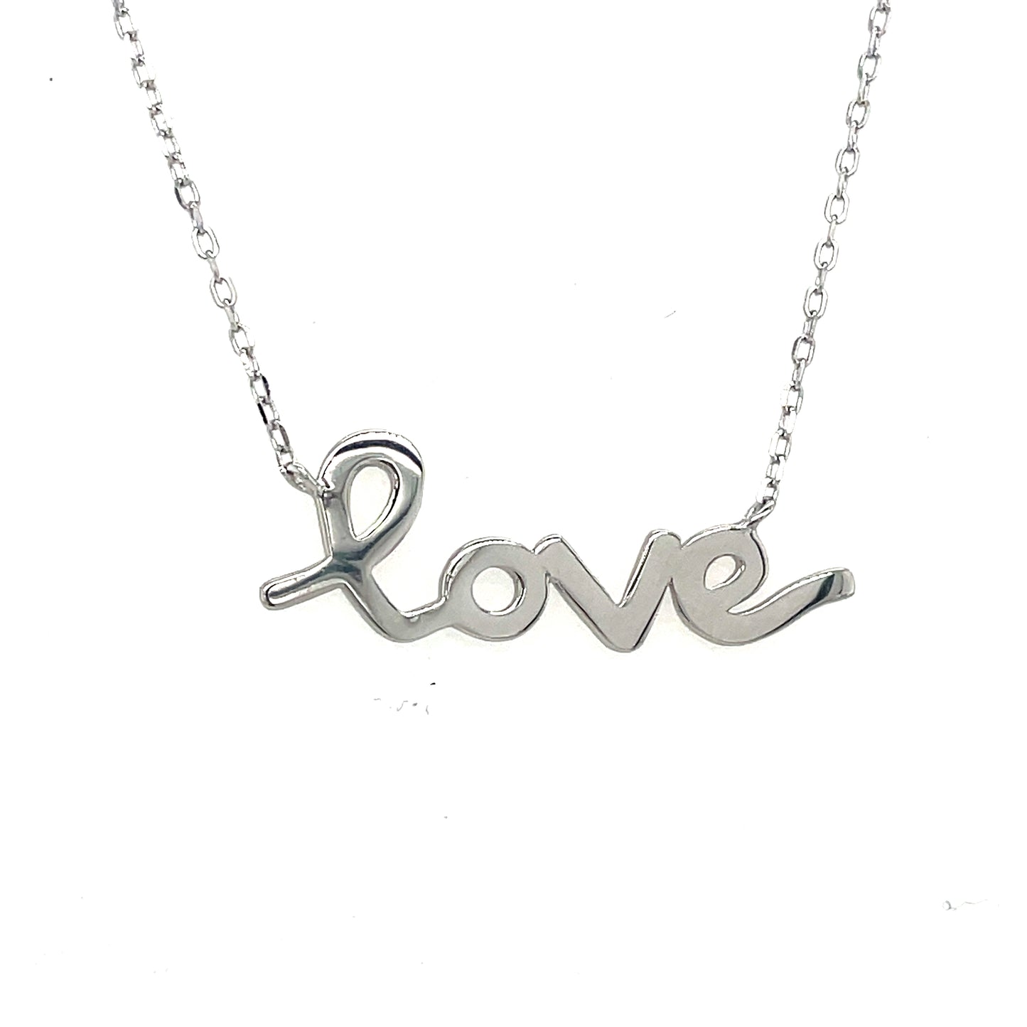 Sterling Silver Polished 'Love' Necklet