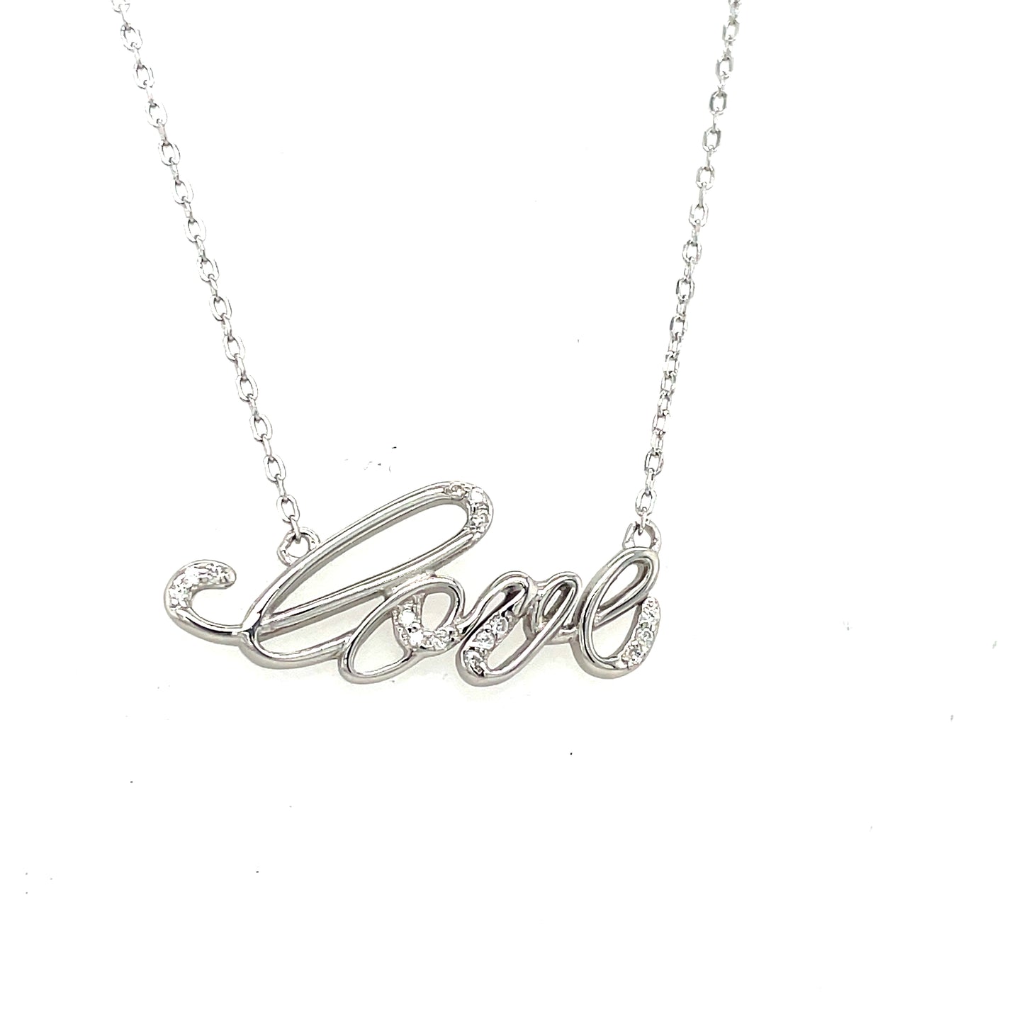 Sterling Silver Cubic Zirconia 'Love' Necklet