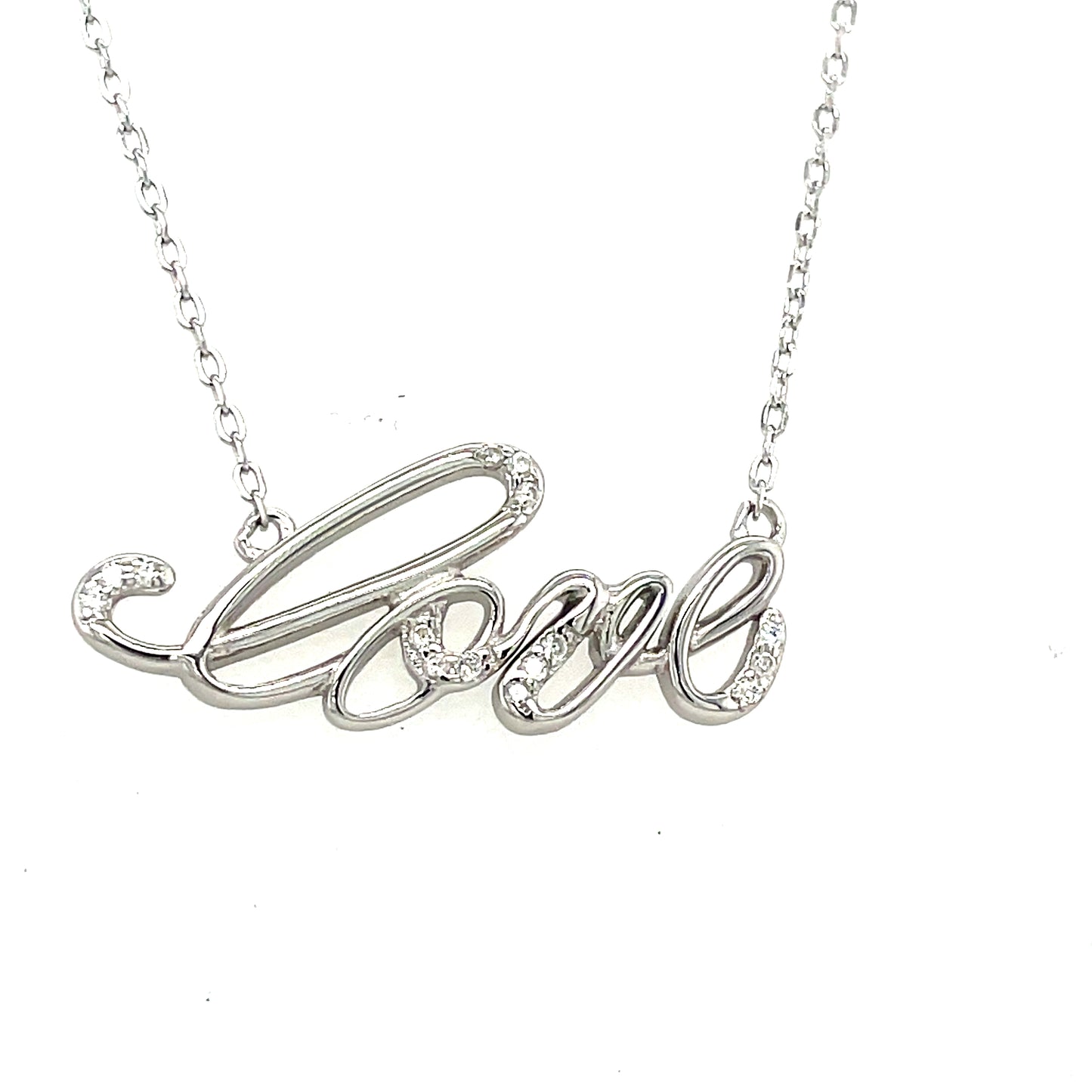 Sterling Silver Cubic Zirconia 'Love' Necklet