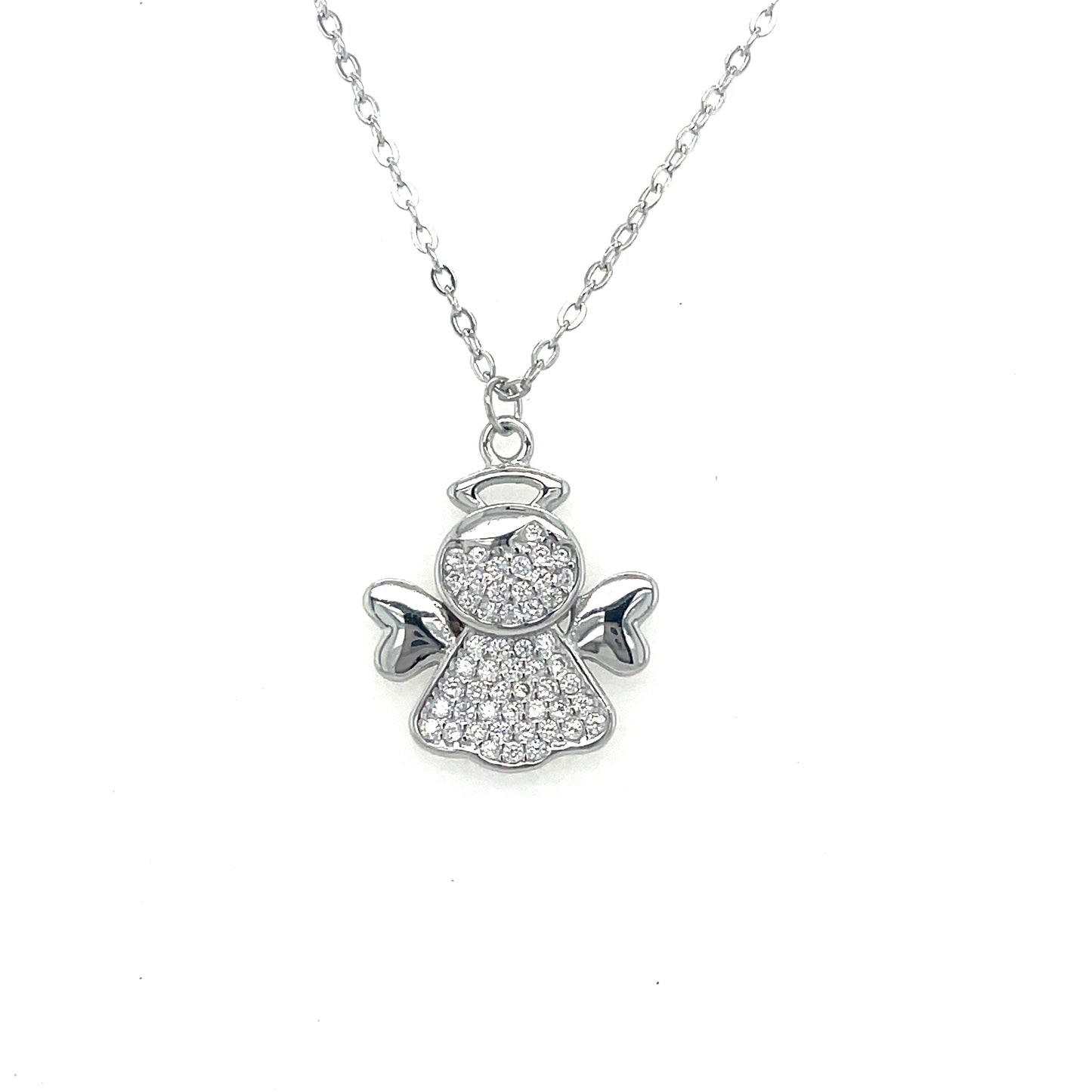 Sterling Silver Cubic Zirconia Angel Necklet