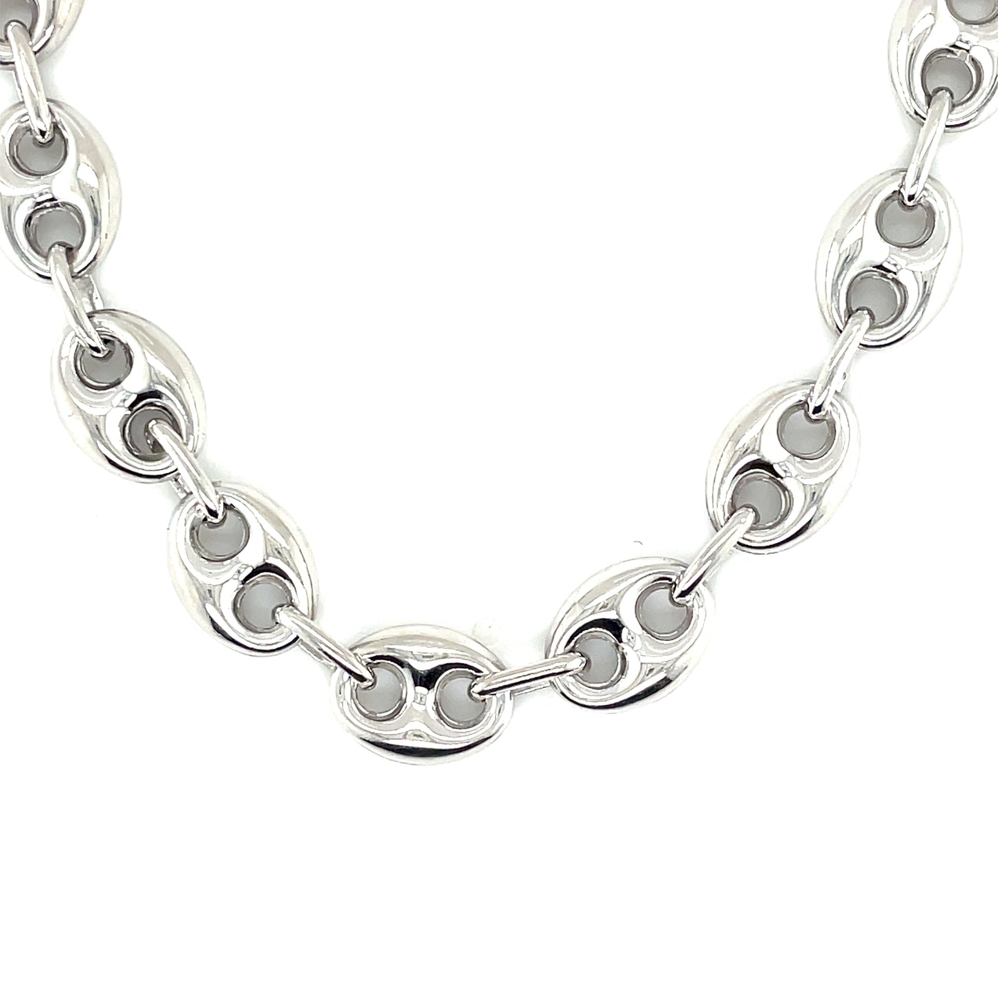 Sterling Silver Polished Coffee Bean Link 18' Necklet
