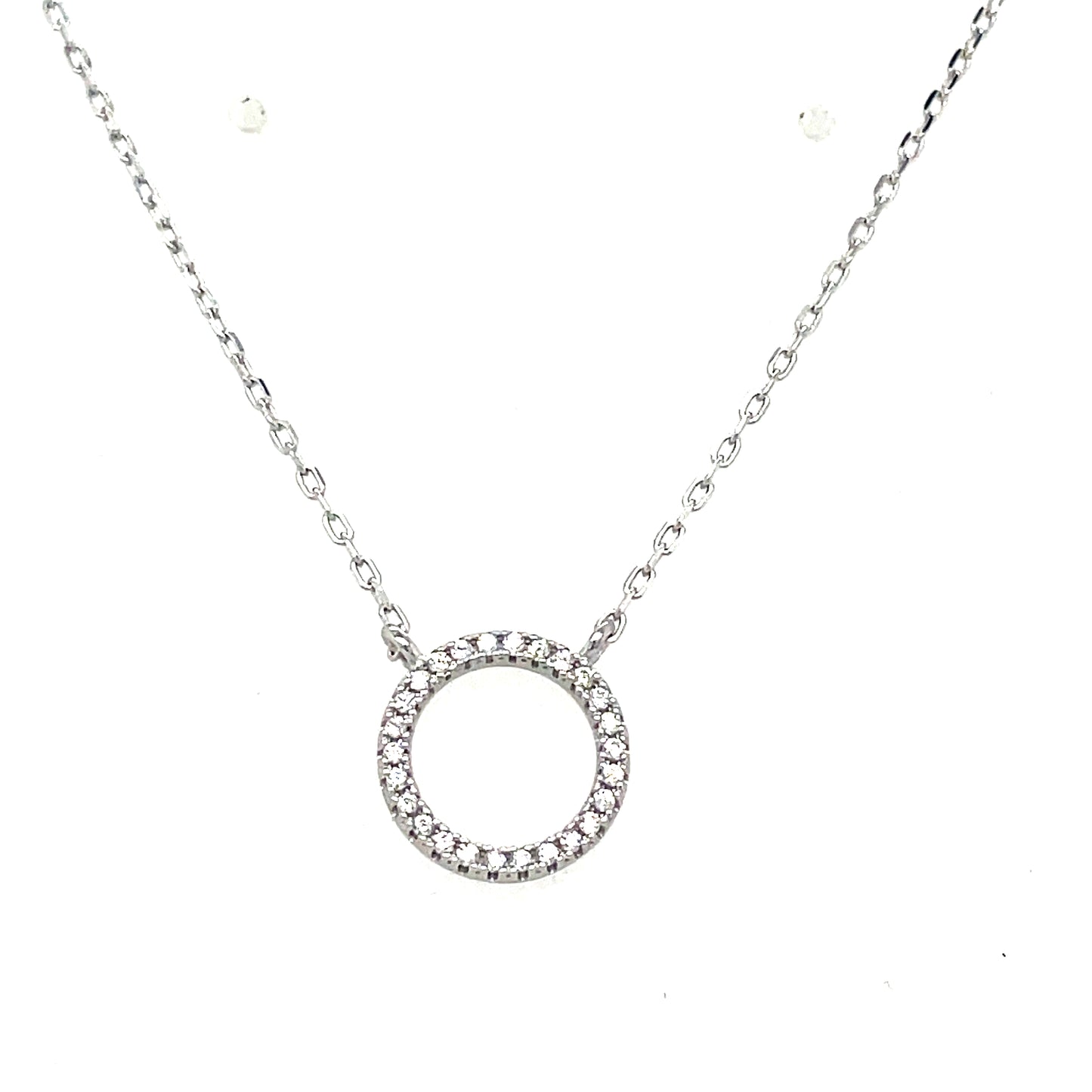 Sterling Silver Cubic Zirconia Open Circle Necklet