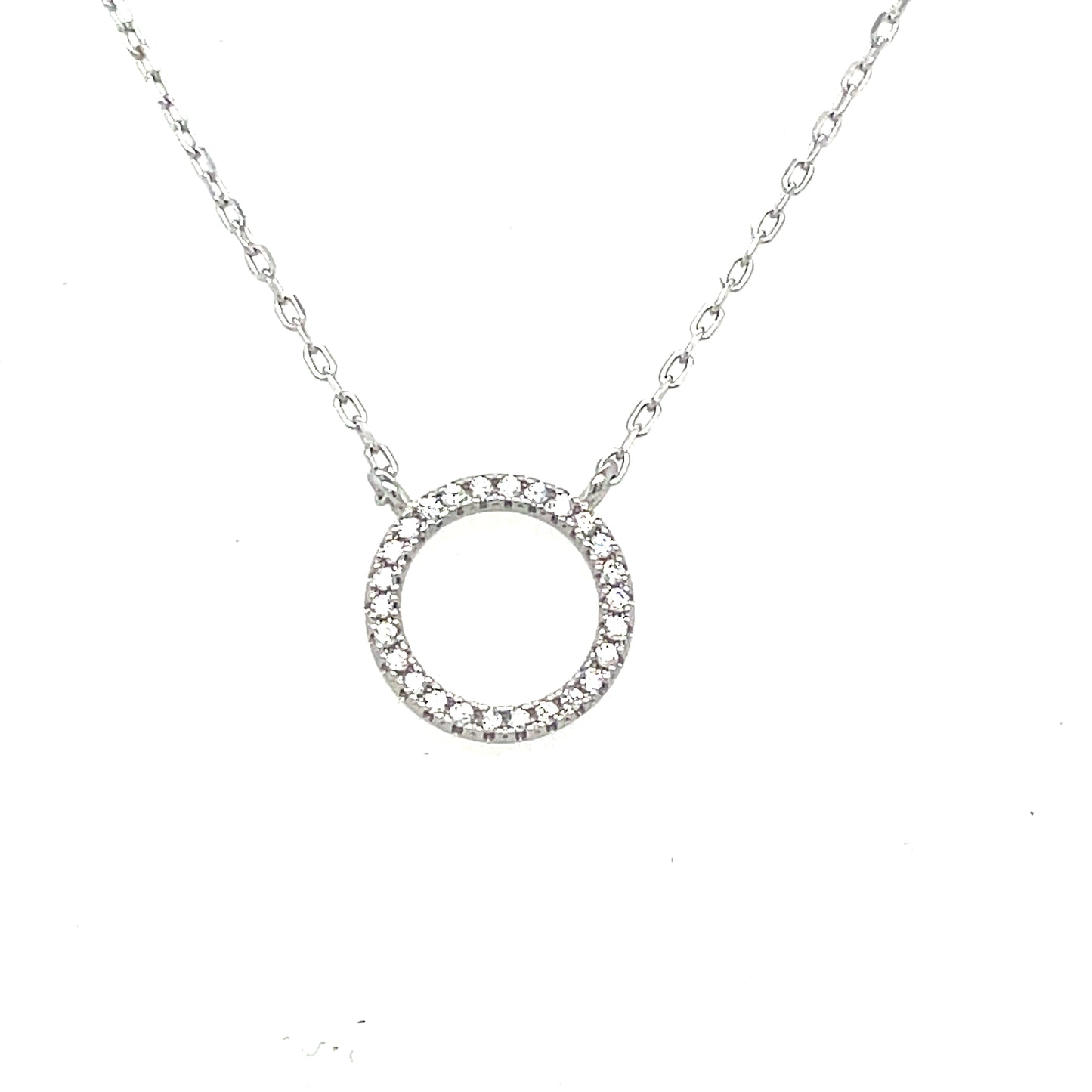 Sterling Silver Cubic Zirconia Open Circle Necklet