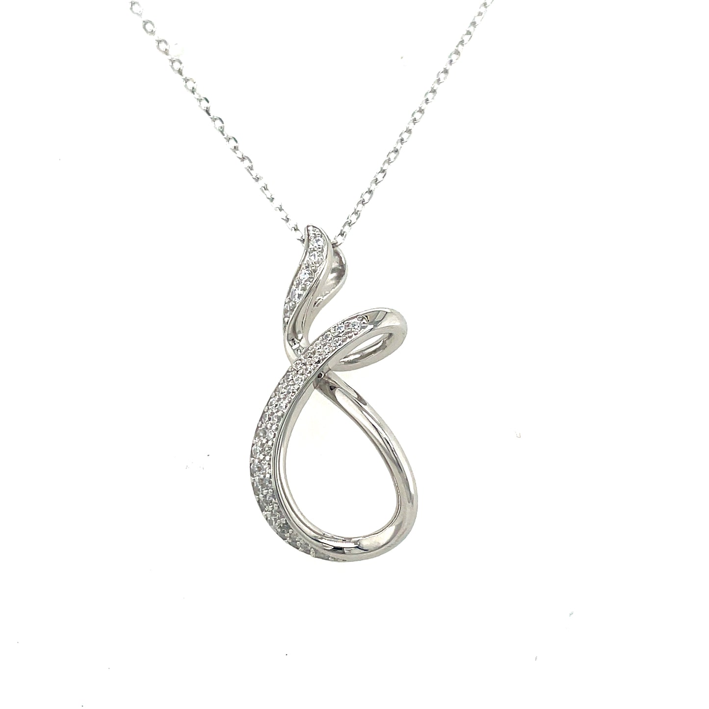 Sterling Silver Cubic Zirconia Open Fancy Swirl Necklet