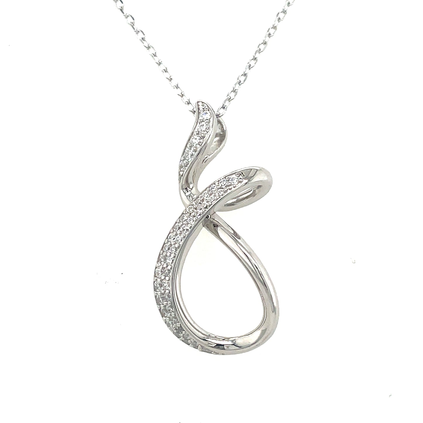 Sterling Silver Cubic Zirconia Open Fancy Swirl Necklet