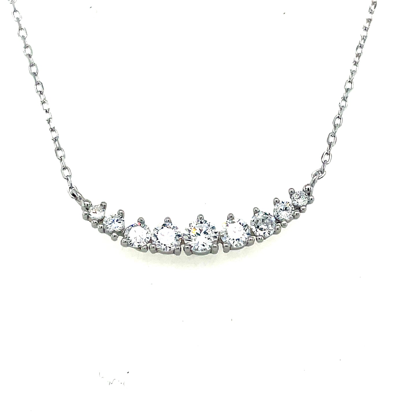 Sterling Silver Graduated Cubic Zirconia Hammock Necklet