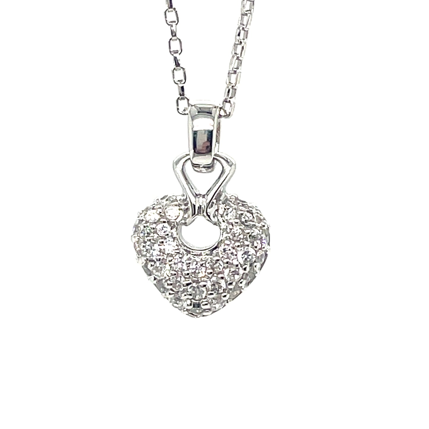 Sterling Silver Pave CZ Heart Pendant