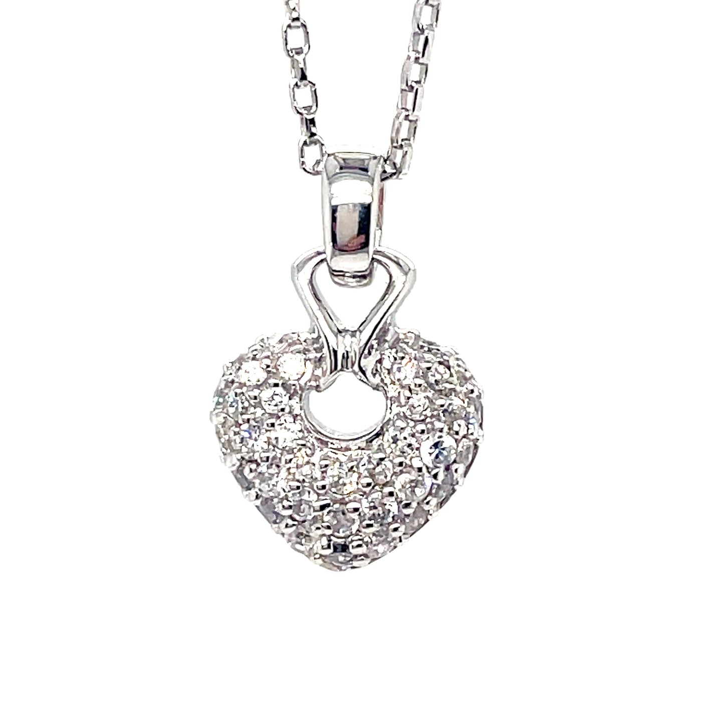 Sterling Silver Pave CZ Heart Pendant