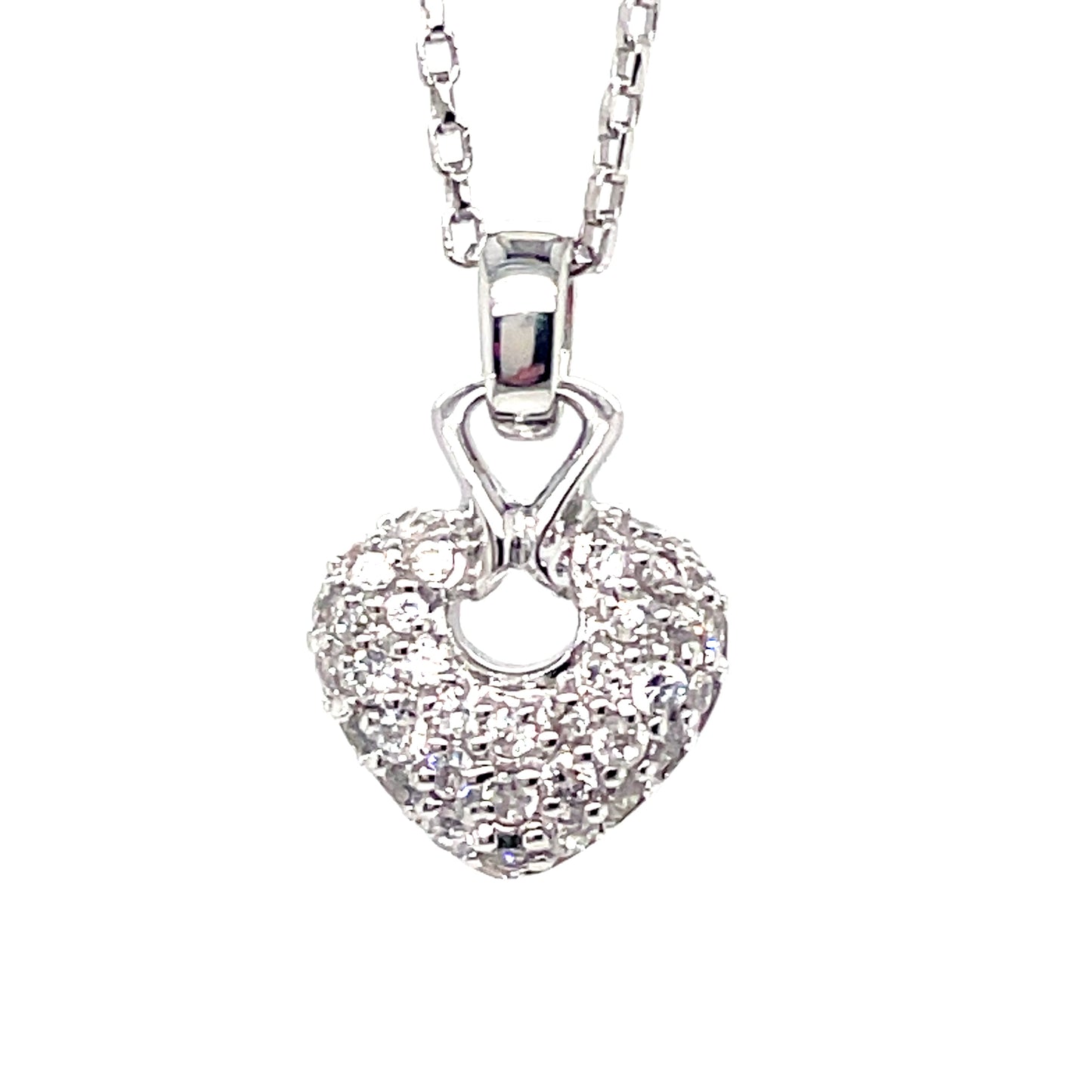 Sterling Silver Pave CZ Heart Pendant