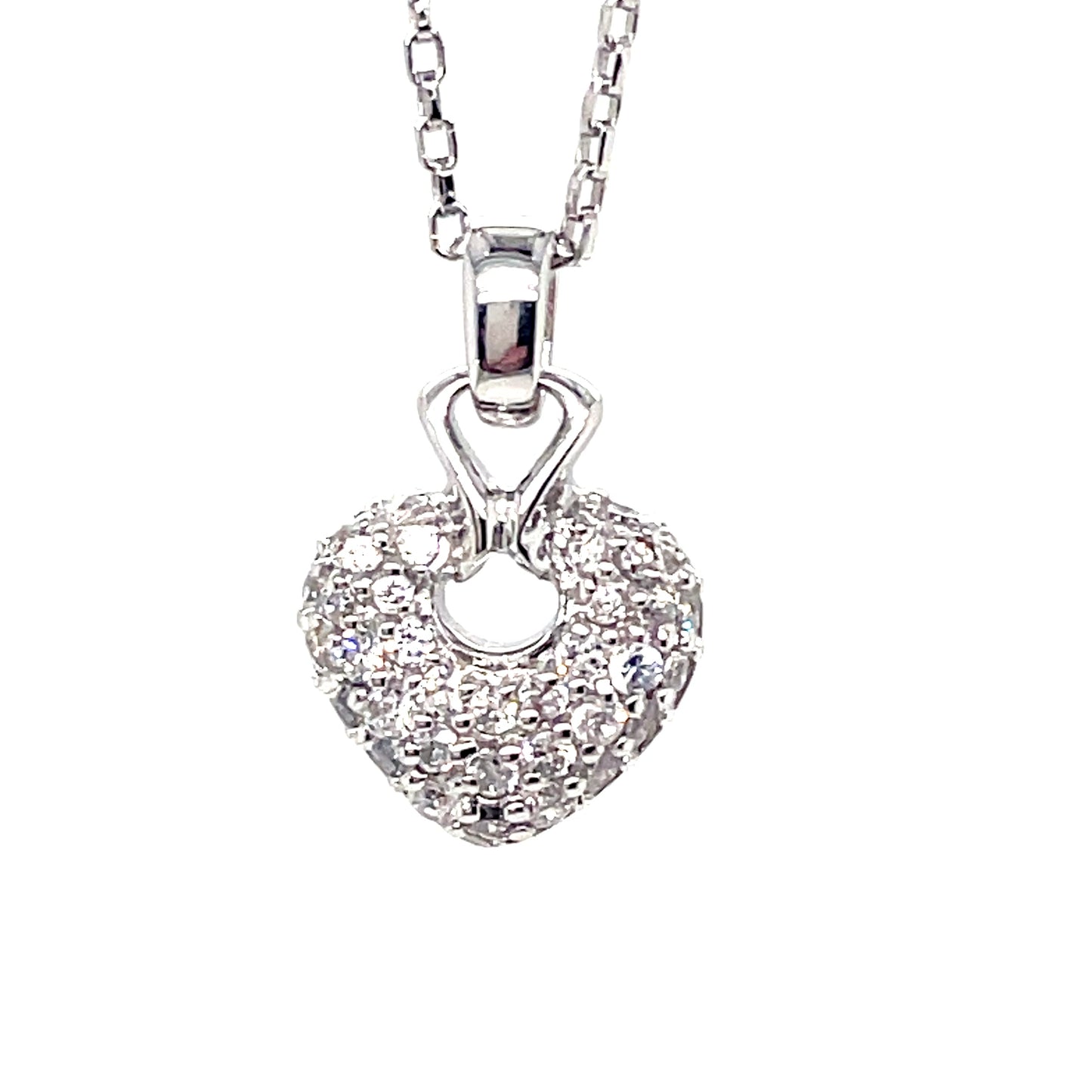 Sterling Silver Pave CZ Heart Pendant