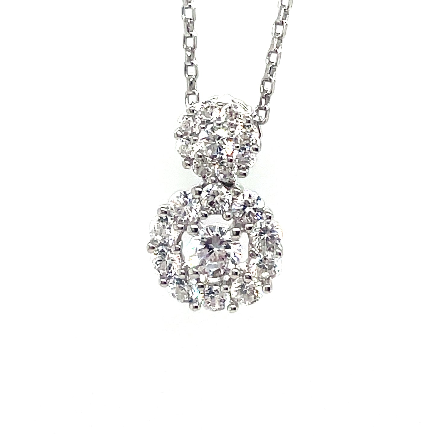 Sterling Silver Double Round CZ Cluster Pendant