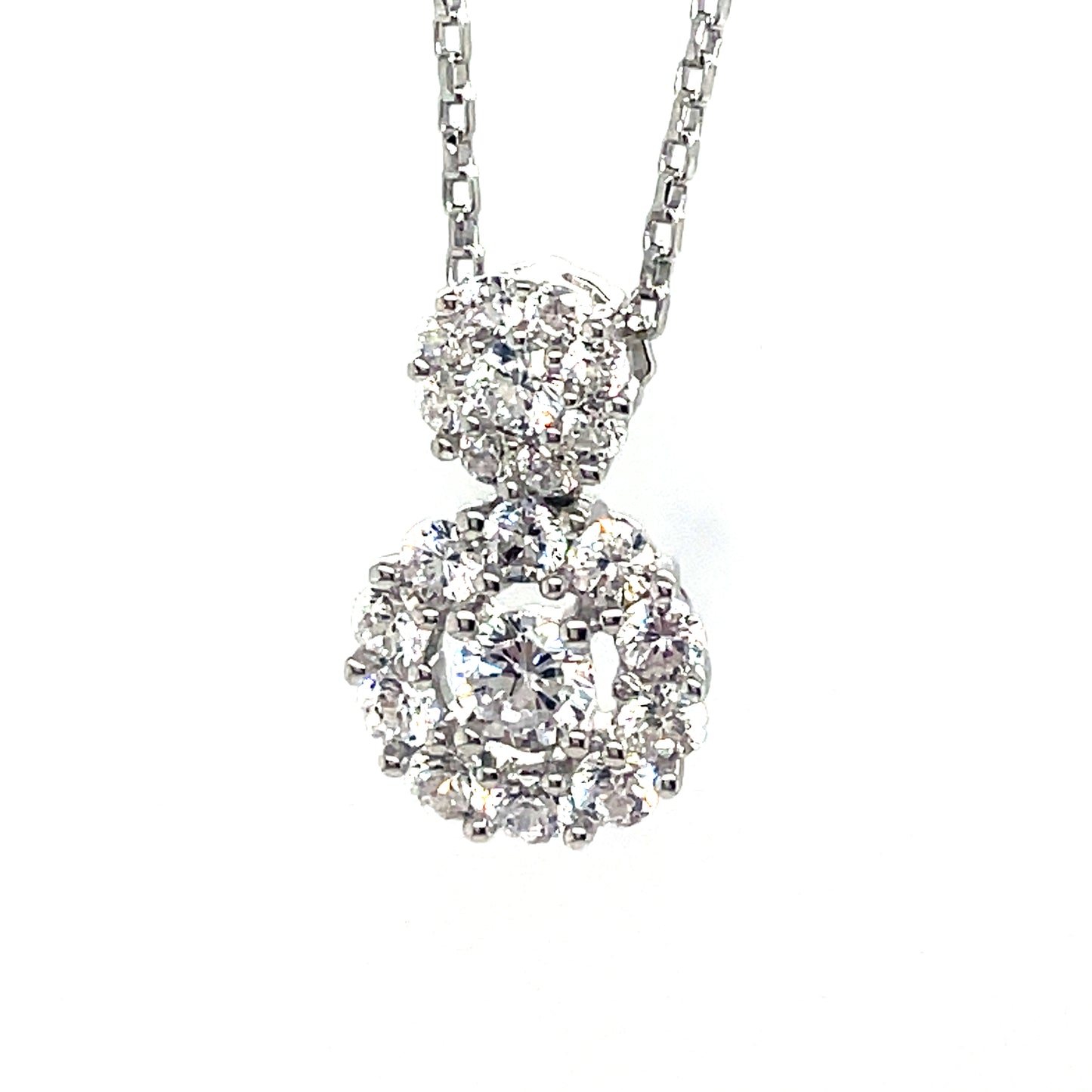 Sterling Silver Double Round CZ Cluster Pendant