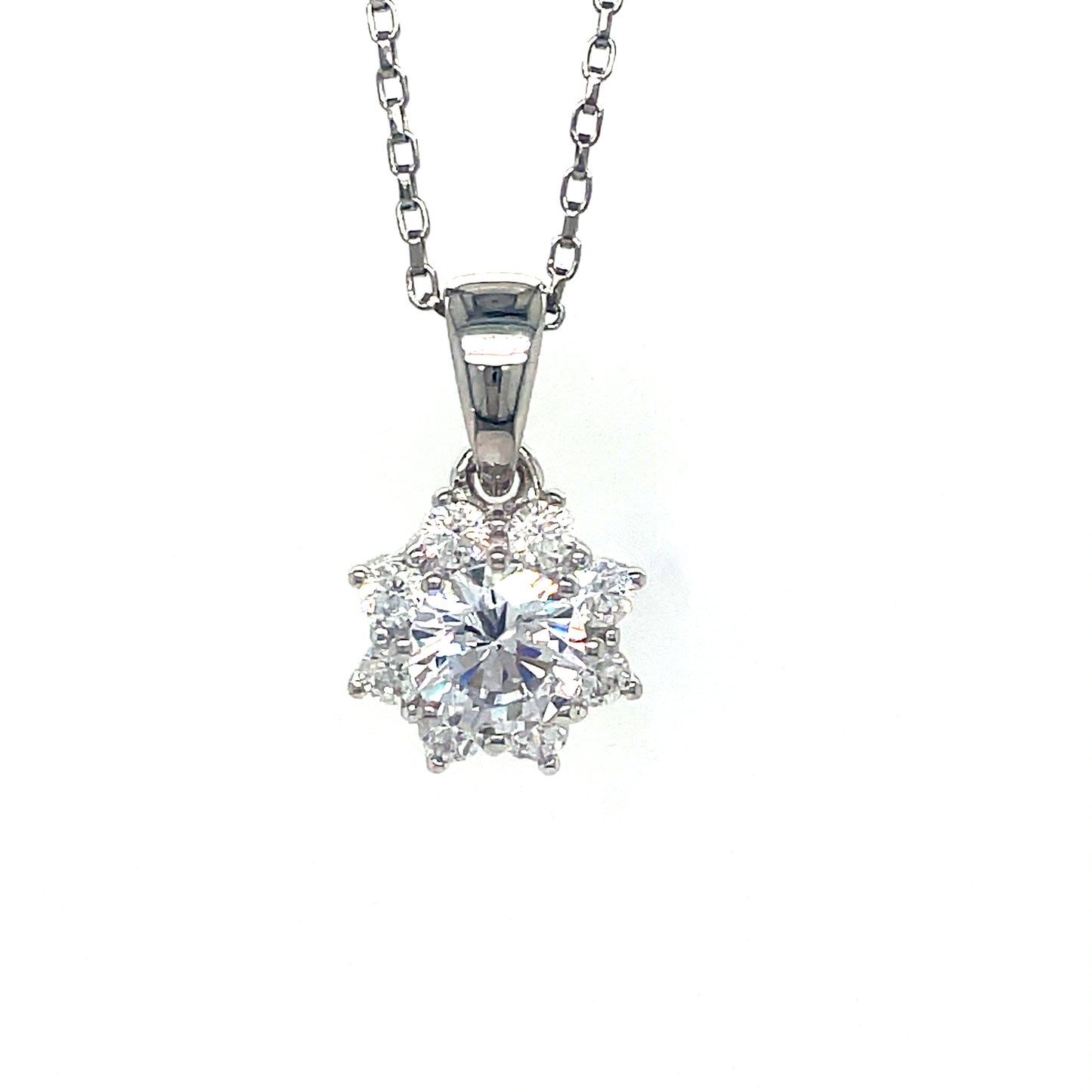 Sterling Silver Round CZ Flower Cluster Pendant