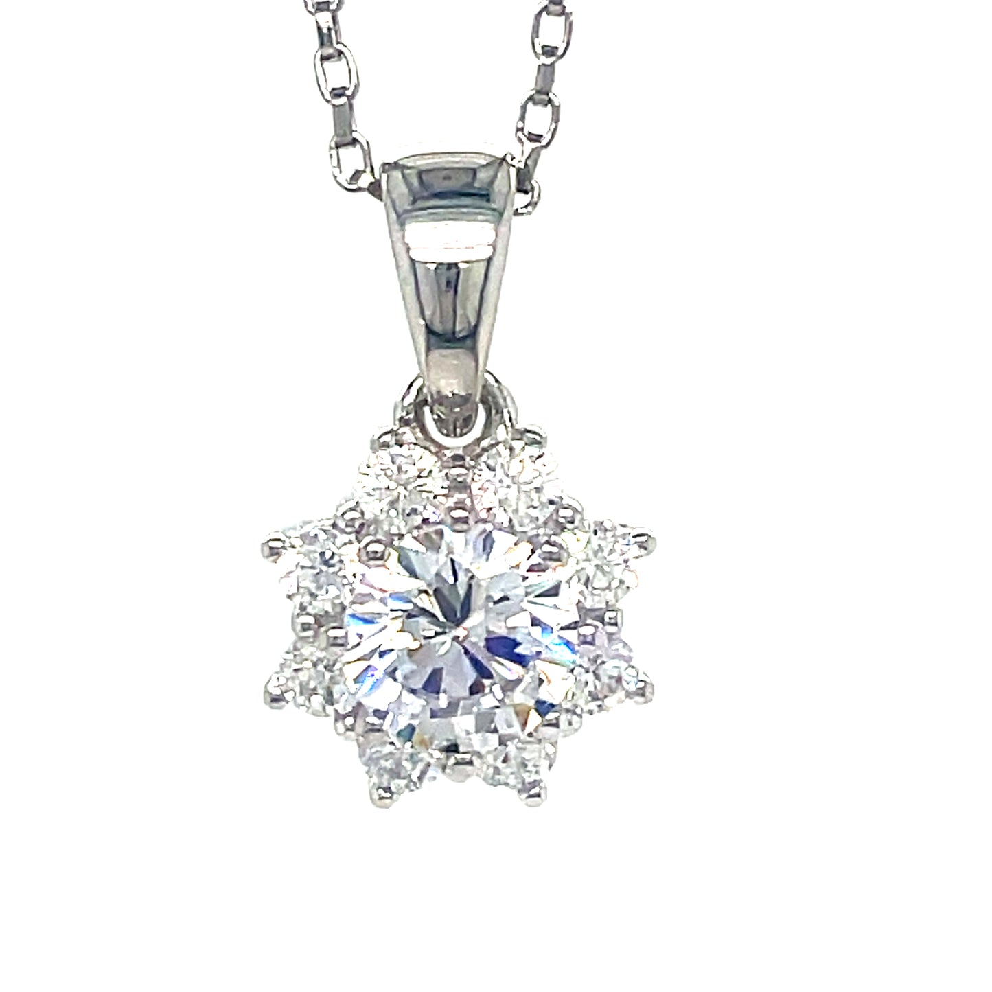 Sterling Silver Round CZ Flower Cluster Pendant