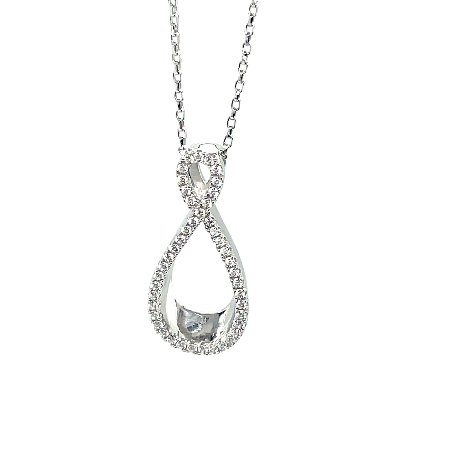 Sterling Silver CZ Open Infinity Pendant