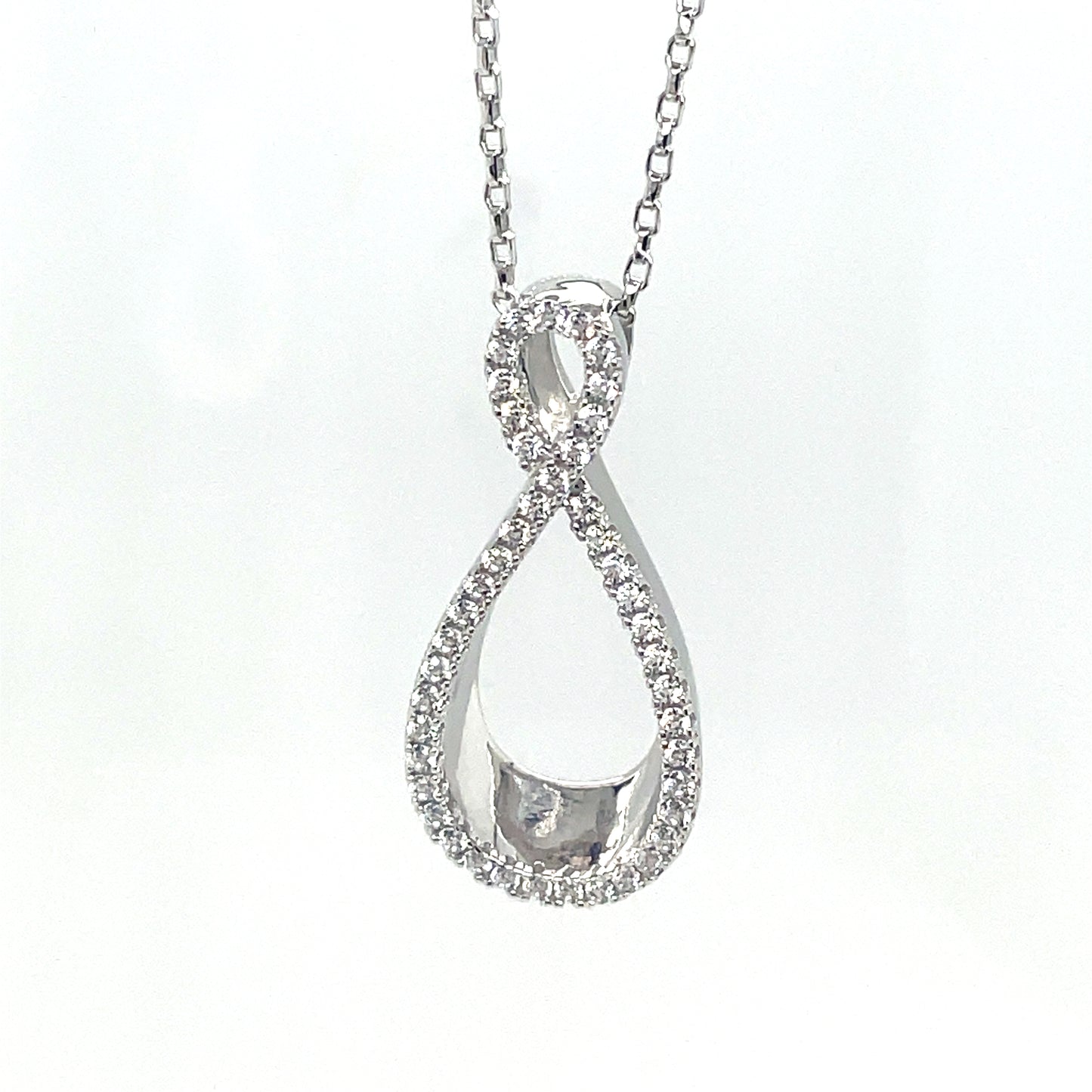 Sterling Silver CZ Open Infinity Pendant