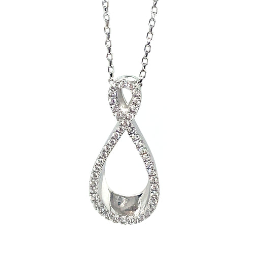 Sterling Silver CZ Open Infinity Pendant