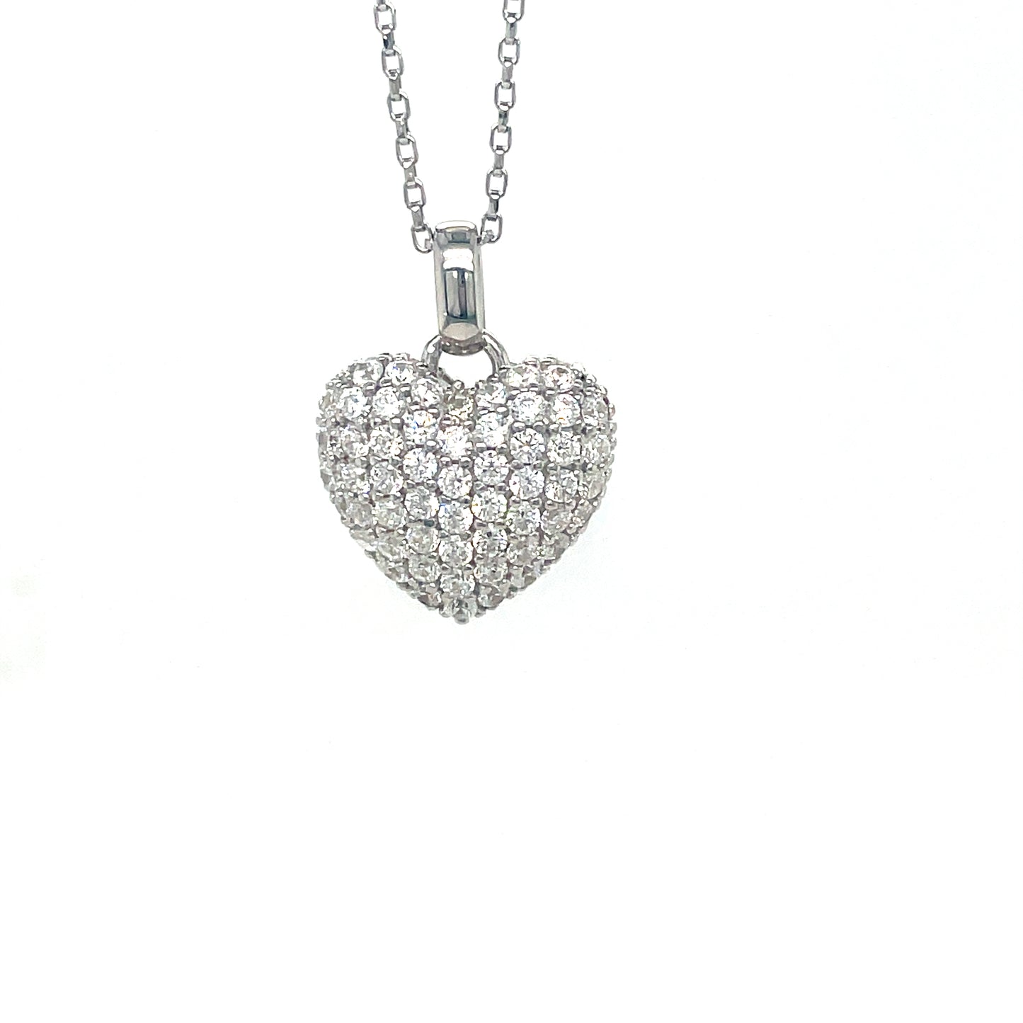 Sterling Silver Pave CZ Heart Pendant