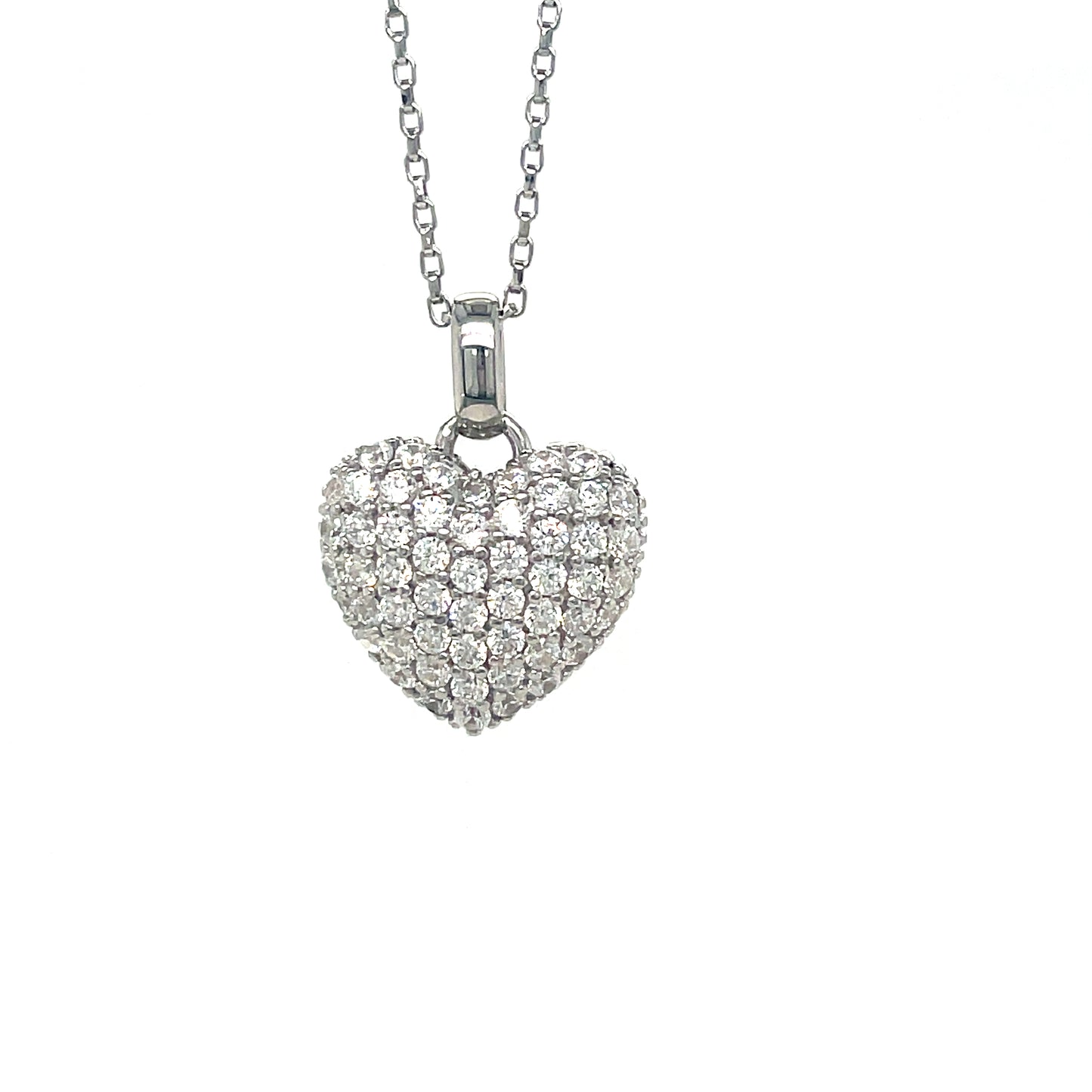 Sterling Silver Pave CZ Heart Pendant