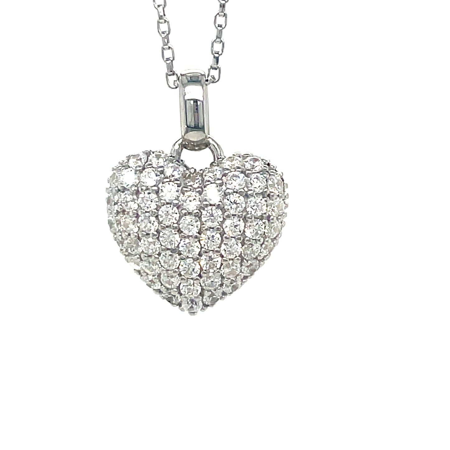 Sterling Silver Pave CZ Heart Pendant