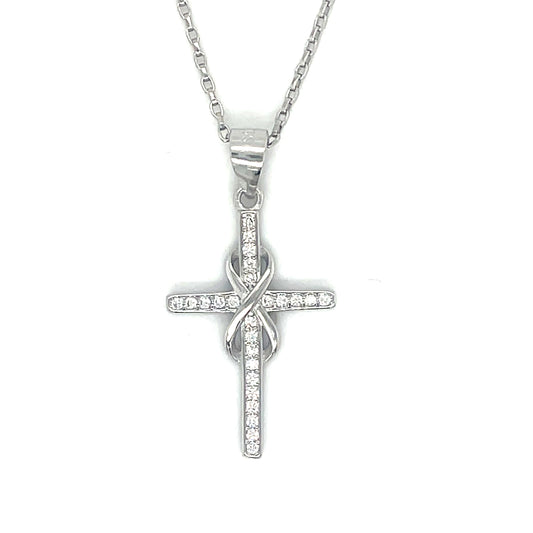 Sterling Silver CZ Infinity Cross