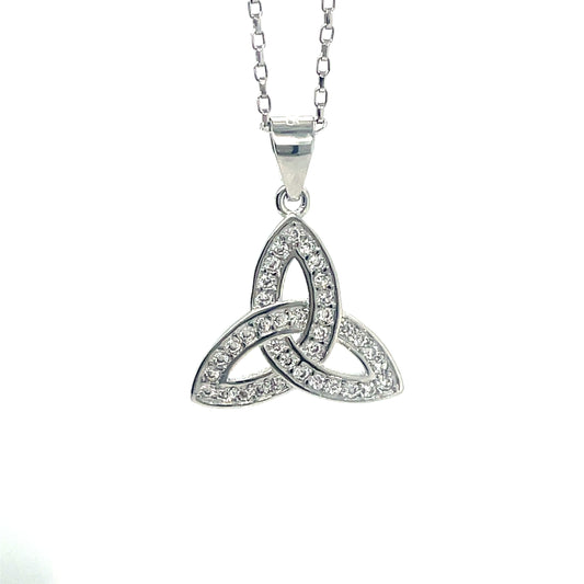 Sterling Silver CZ Trinity Knot Pendant