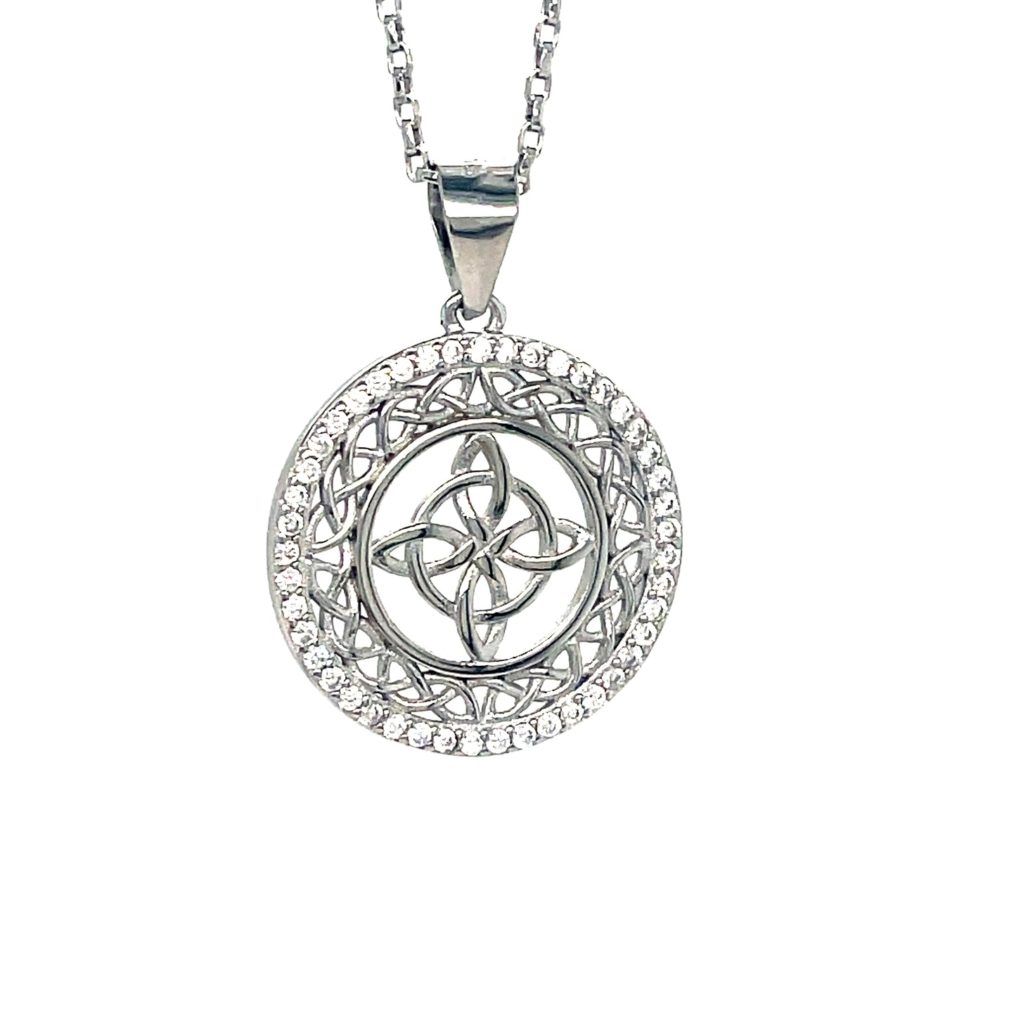 Sterling Silver Open Circle Fancy Celtic Knot Pendant