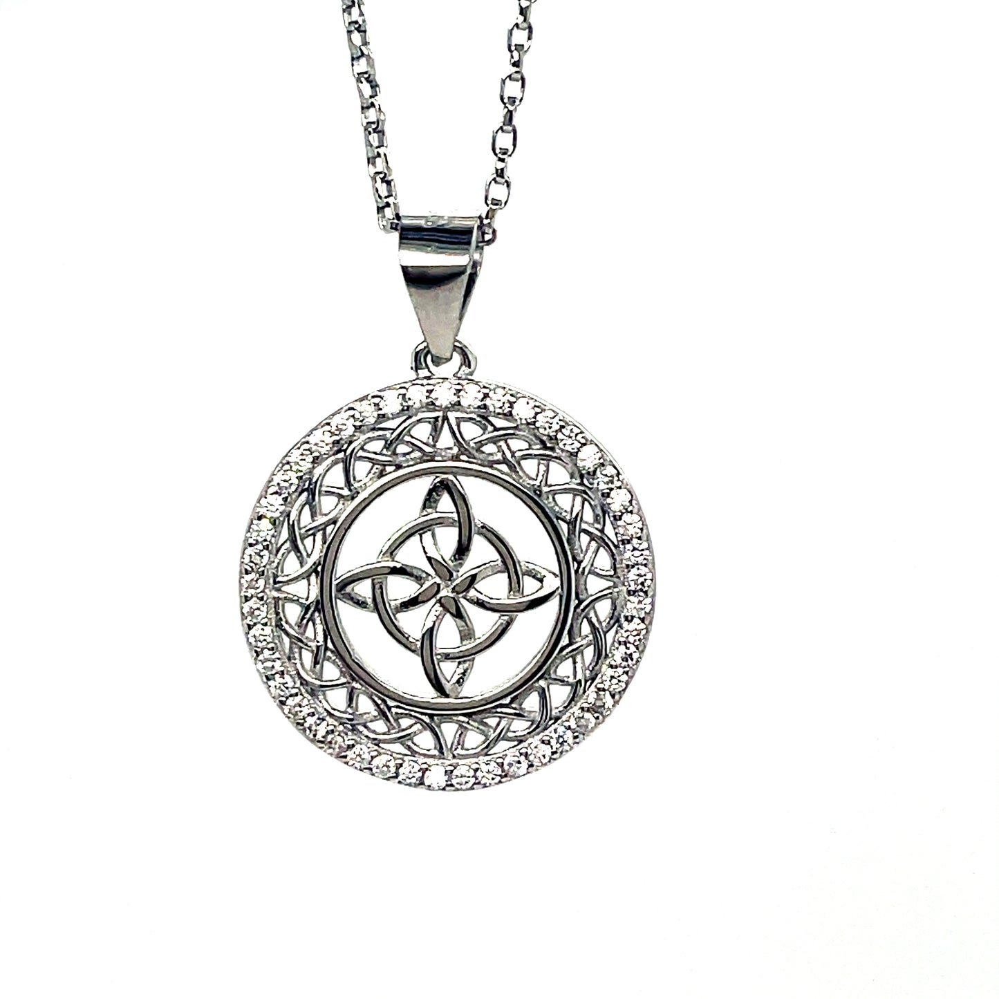 Sterling Silver Open Circle Fancy Celtic Knot Pendant