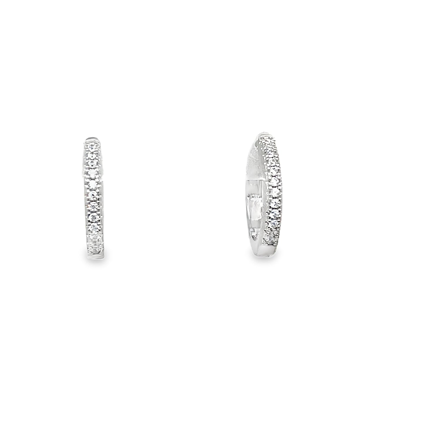 Sterling Silver CZ Huggy Hoop Earrings