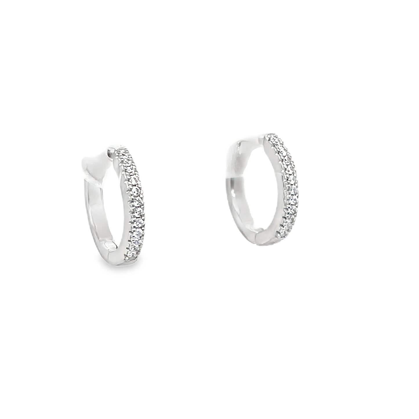 Sterling Silver CZ Huggy Hoop Earrings