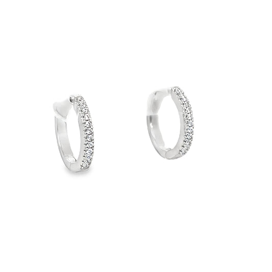 Sterling Silver CZ Huggy Hoop Earrings