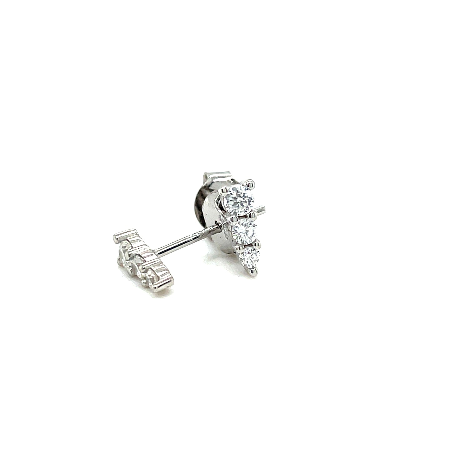 Sterling Silver Three Stone Graduated CZ Stud Earrings