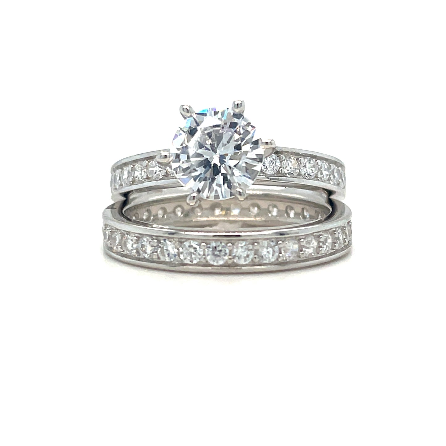 Sil Ring Set Sol Cz Sh with Cz Chan set