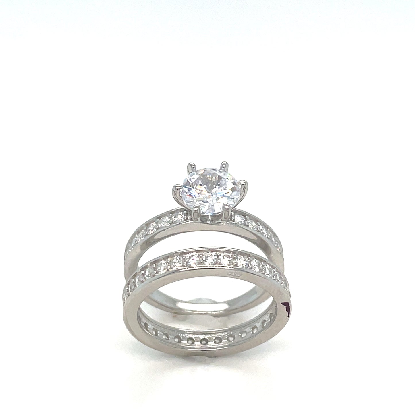 Sil Ring Set Sol Cz Sh with Cz Chan set