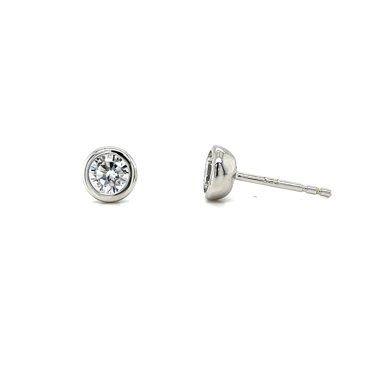 Sterling Silver Rubover Set CZ Sud Earrings 4.5mm