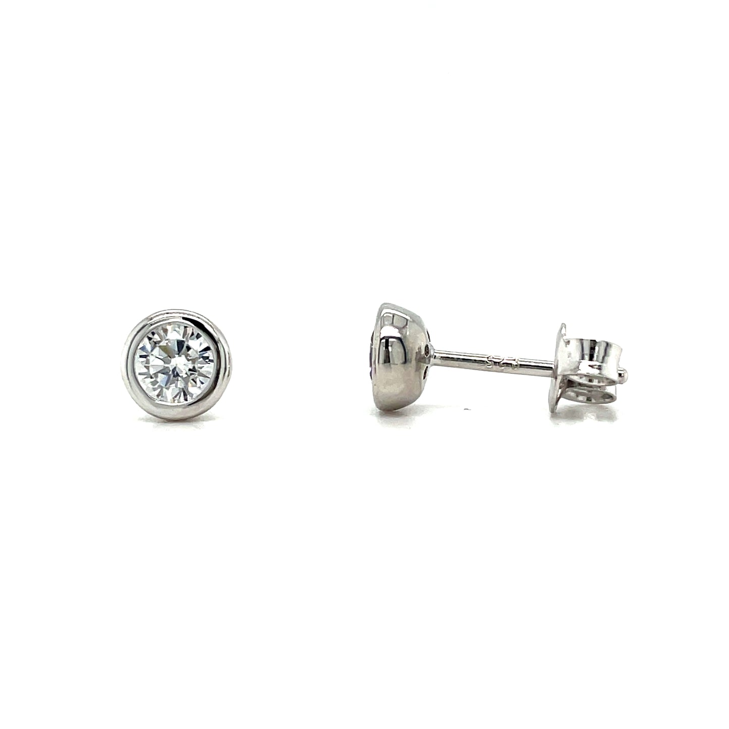 Sterling Silver Rubover Set CZ Sud Earrings 4.5mm