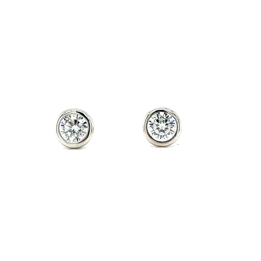 Sterling Silver Rubover Set CZ Sud Earrings 4.5mm