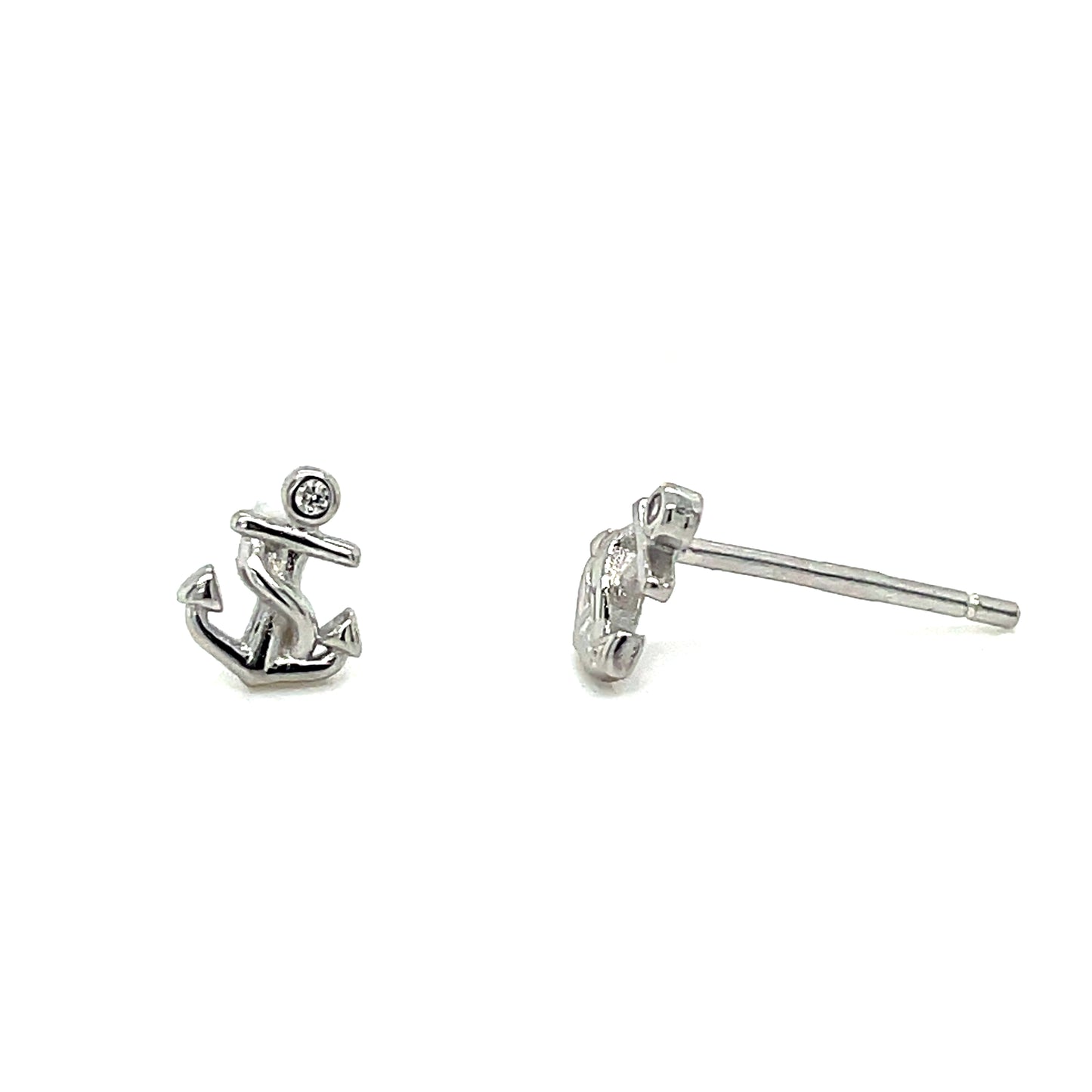 Sterling Silver Anchor and Blue Enamel Boat Kids Earrings