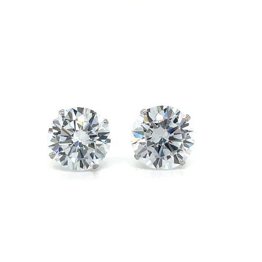 Sterling Silver 9mm Four Claw CZ Stud Earrings