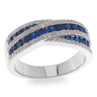 Sterling Silver Blue Cubic Zirconia Dress Ring