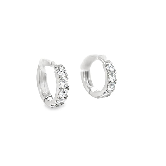 Sterling Silver CZ Hoop Earring