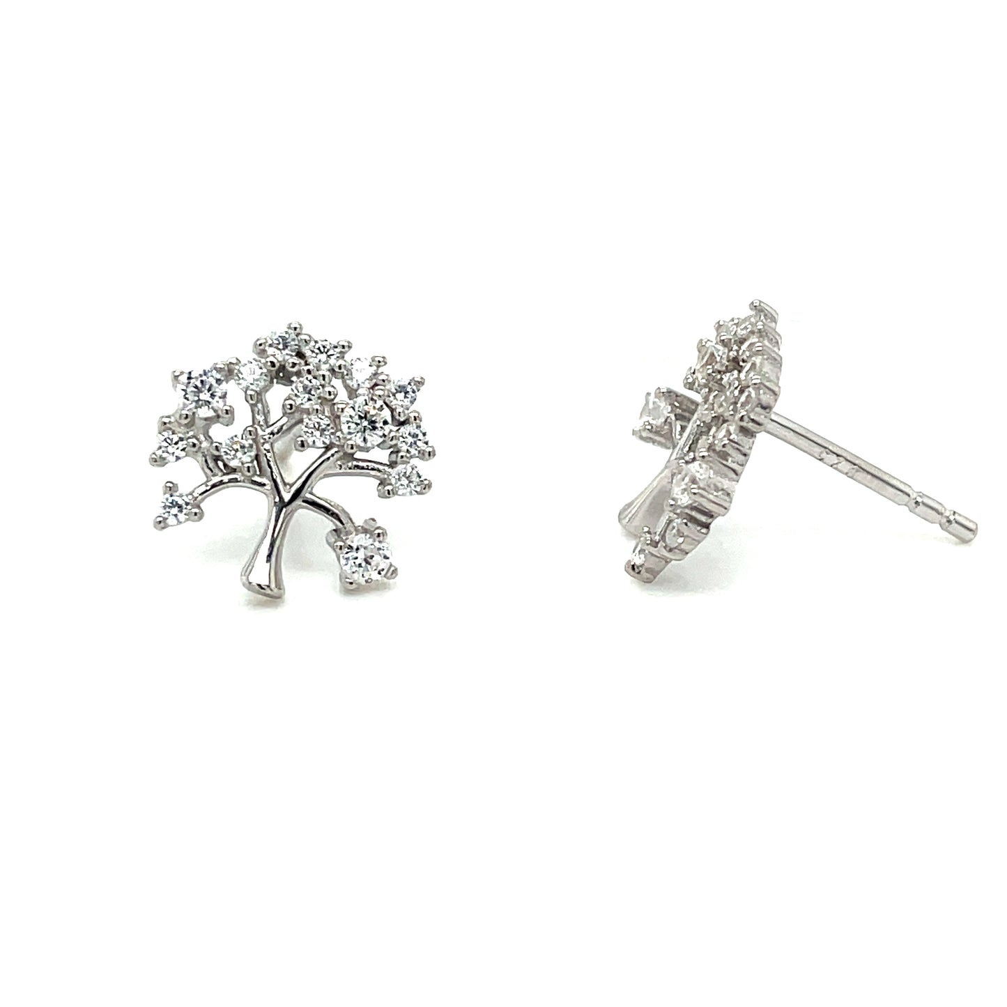 Sterling Silver CZ Tree Earrings