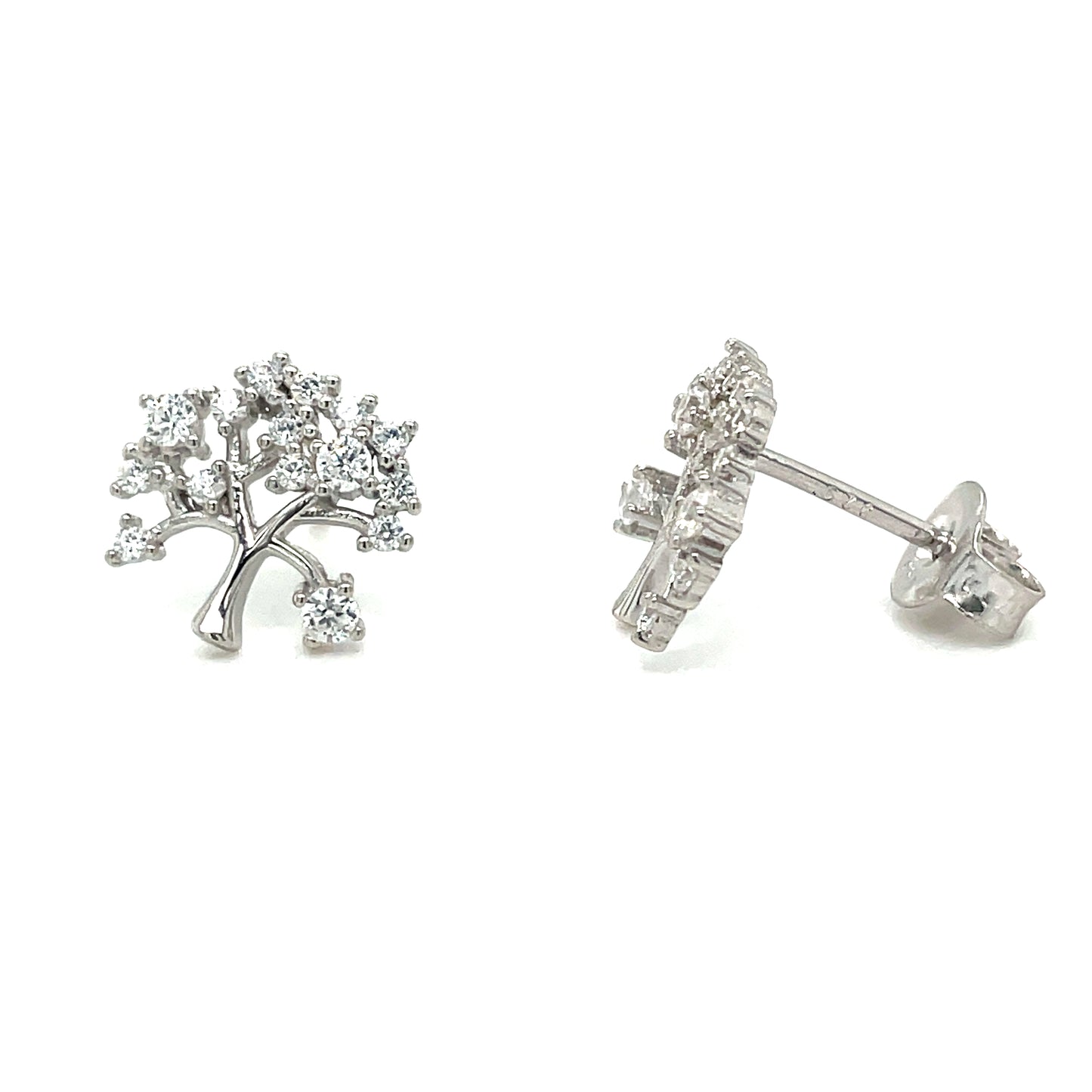 Sterling Silver CZ Tree Earrings