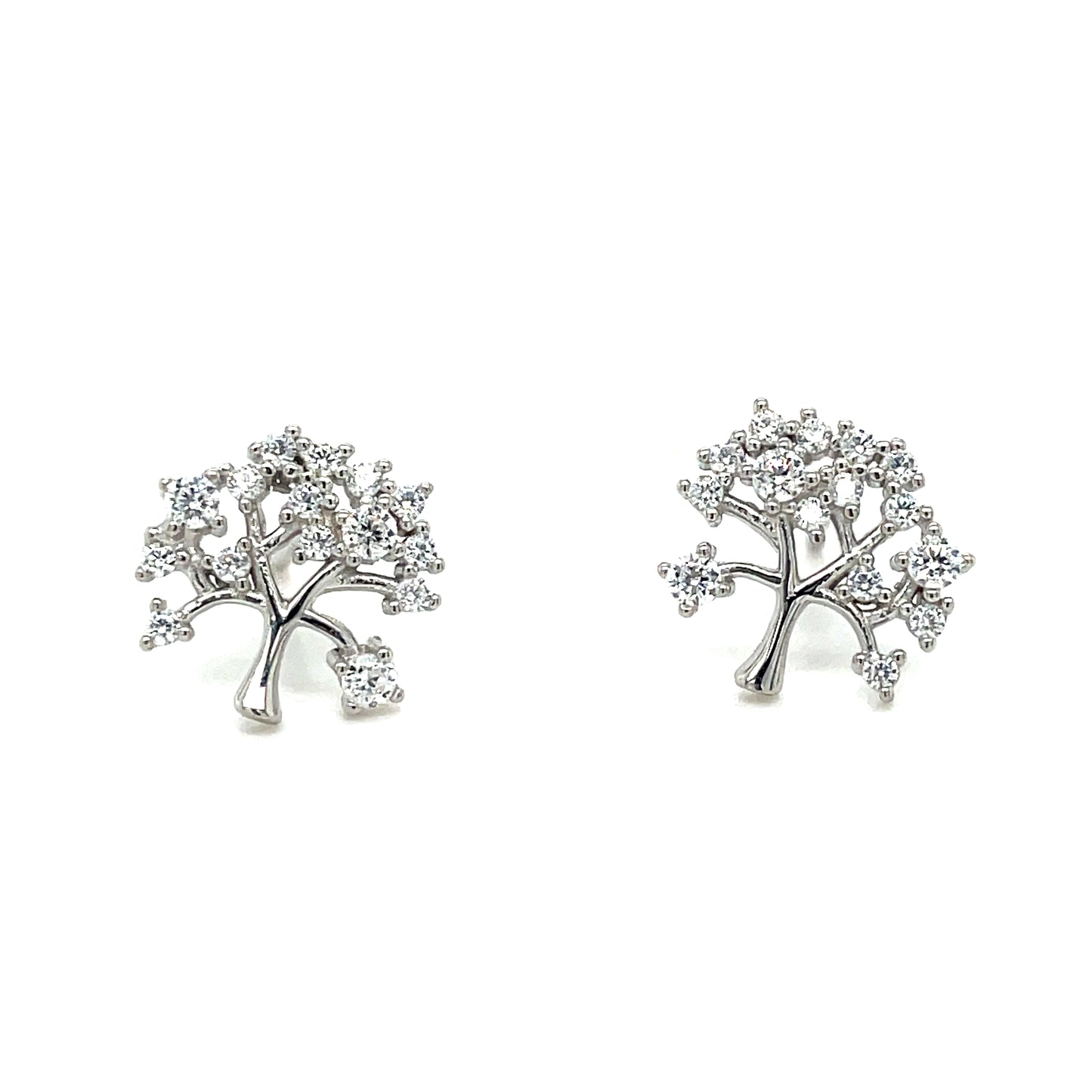 Sterling Silver CZ Tree Earrings